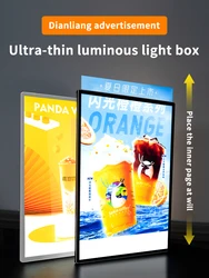 Caja de luz Led para publicidad, tablero superfino intercambiable, póster interior, herramienta mágica HD, menú, 0,9 CM, A3