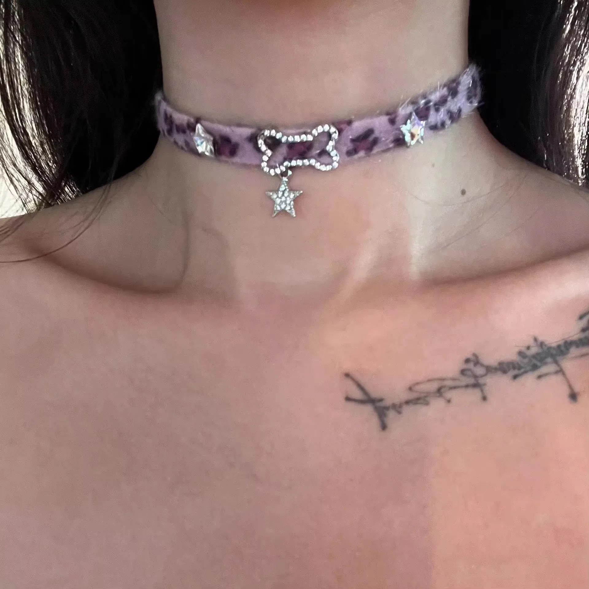Y2K Katze Klaue Stern Herz Anhänger Plüsch Leopard Knochen Choker Charms Halsketten Für Frauen Goth Ästhetische Zubehör Grunge Schmuck – Detail 4