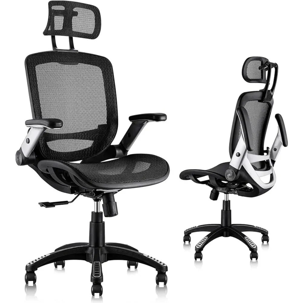 Game Chair Special Lumbar Support and PU Wheels Computer Armchair High Back Desk Chair - Adjustable Headrest With Flip-Up Arms