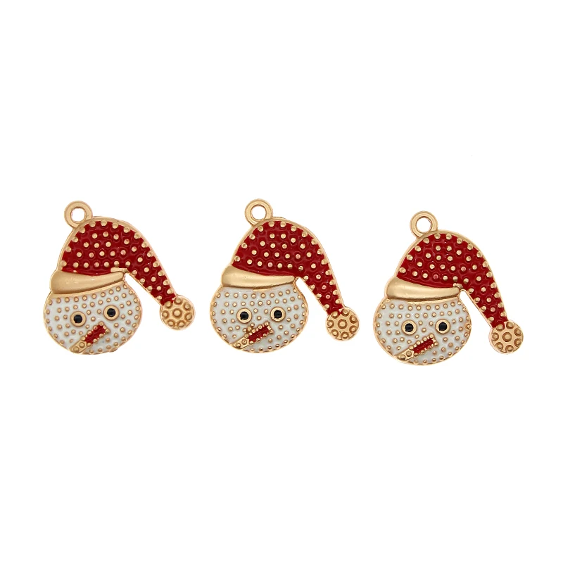 10pcs/lot Christmas Snowman Avatar Metal Charms Enamel Pendants Charms For Bracelet Earrings Floating DIY Jewelry Makings