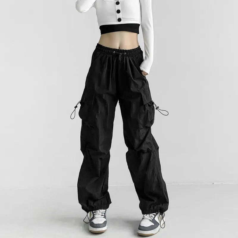 Harajuku Parachute Pants Y2K Streetwear Wide Leg Baggy Cargo Trousers Female Hippie Korean Style Jogging Sweatpants