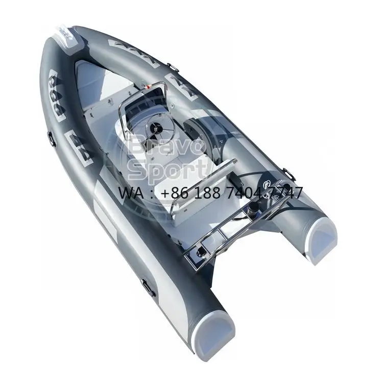 Hot Selling Fiberglass Rib Boat 430cm Black White Inflatable Fishing Boat CE Approved for Marine Leisure