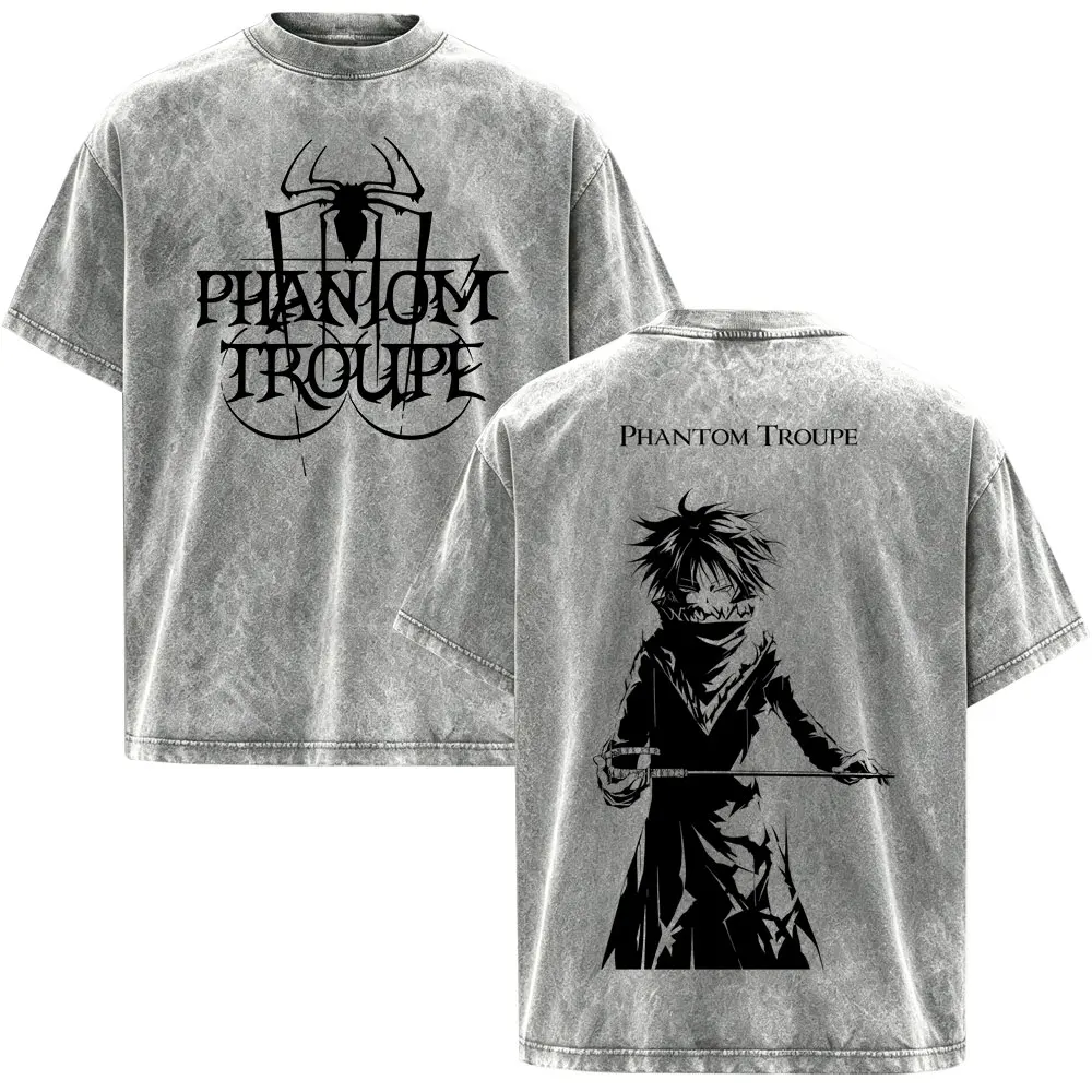 Anime Hunter x Hunter Feitan Portor Graphic Vintage Washed T-shirt Men's Women Clothing Fashion Short Sleeve Casual T Shirts