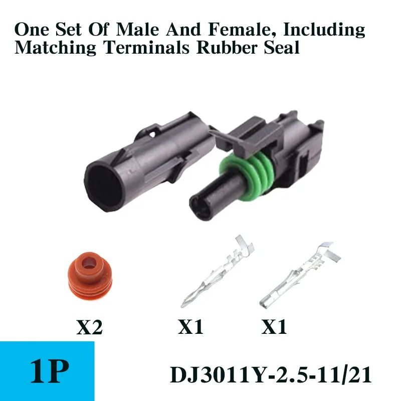 5/20/100 Sets Delphi 2.5 Series 1/2/3/4/6 PIN Car Electronic Male Female Connector Plug Socket Terminal Waterproof Rubber Shell