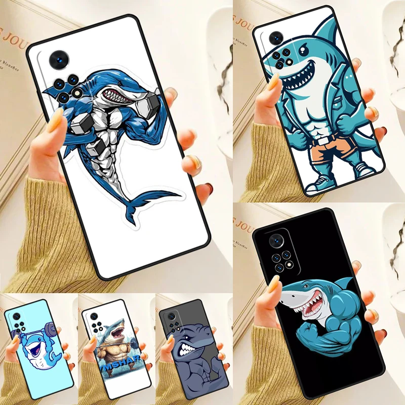 

Shark Gym Funny Case For Samsung Galaxy S24 Plus S23 S20 S21FE Lite S22 Ultra Note 20 S8 S9 S10 Phone Coque