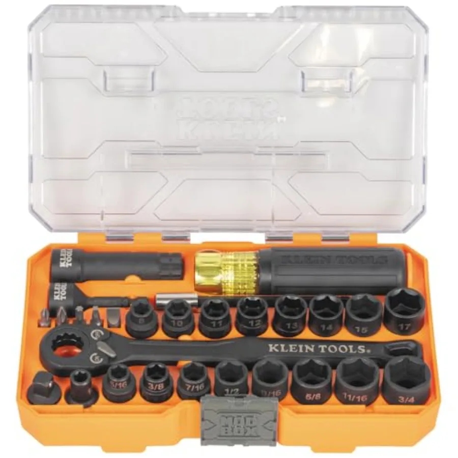 

65400KNECT KNECT Essential Pass Through Impact Socket Set SAE and Metric 90-Tooth Ratchet MODbox Case 3/8-Inch Drive
