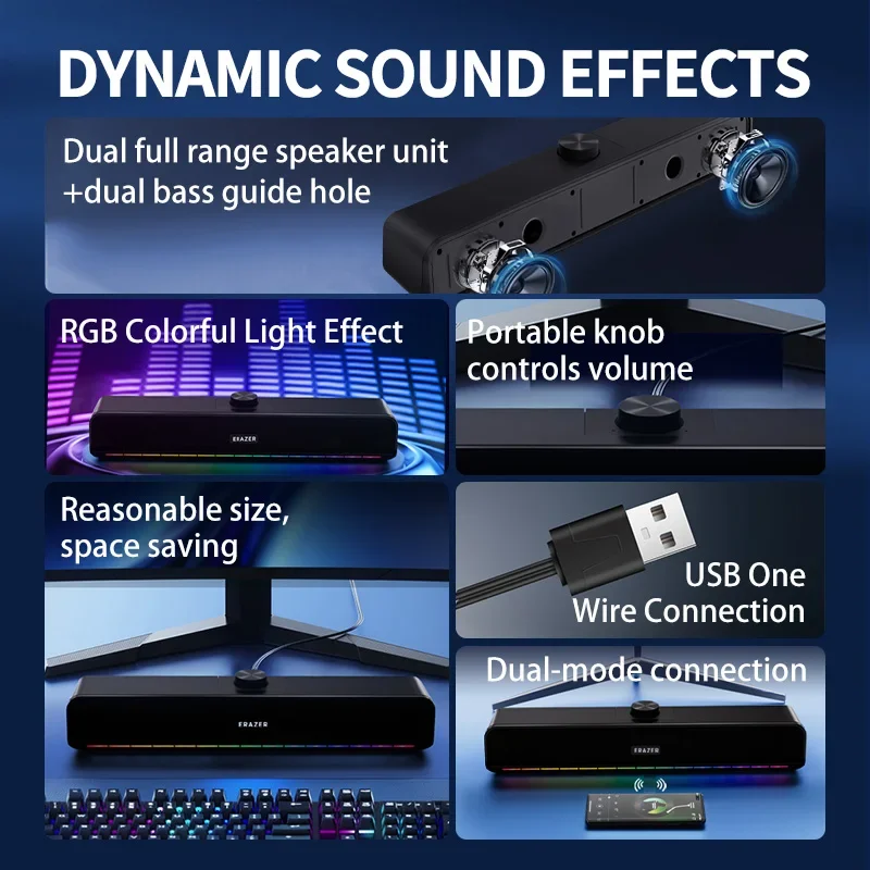 Lenovo w09 usb com fio bluetooth 5.3 alto-falantes de mesa rgb efeito de luz colorida alta fidelidade grau surround efeito som alto-falantes do computador