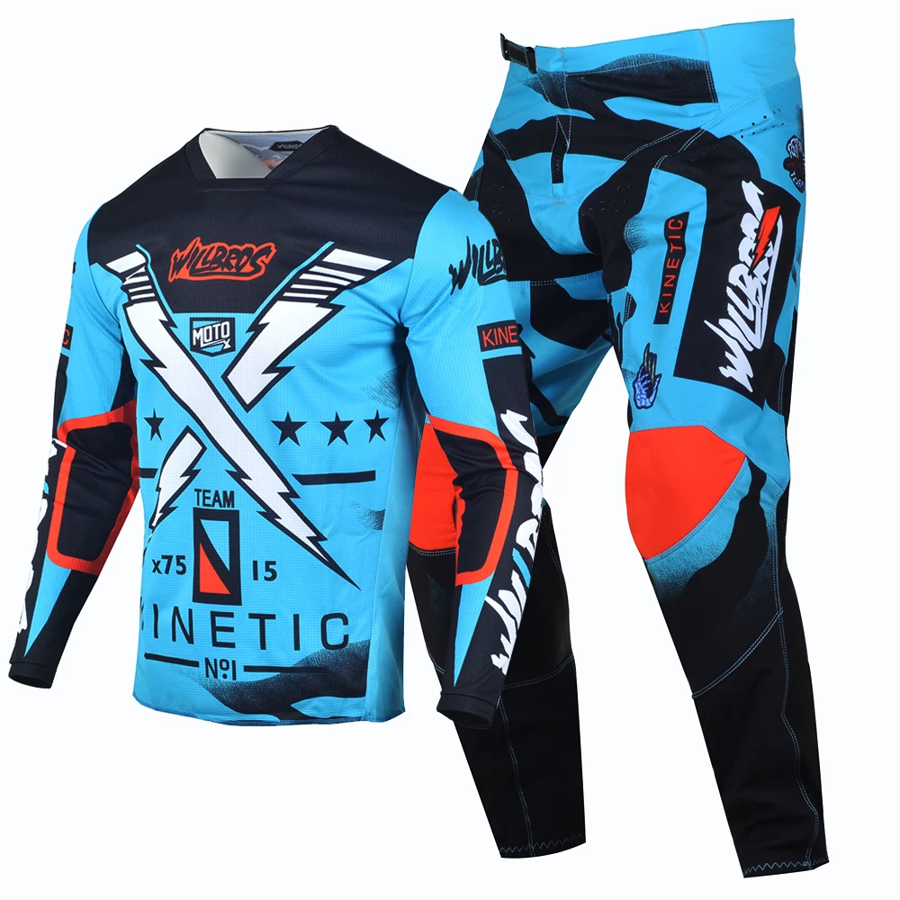 

Willbros MX Motocross Jersey and Pants Set Offroad Dirt Bike Mountain Enduro MTB Men's Gear Combo 360 Racing Suit