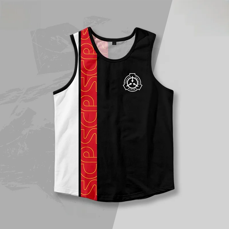 

Спортивный жилет свободного кроя SCP Foundation, футболка-топ для тренировок в стиле аниме, быстросохнущий, летний, повседневный, для молодежи, из смесового полиэстера