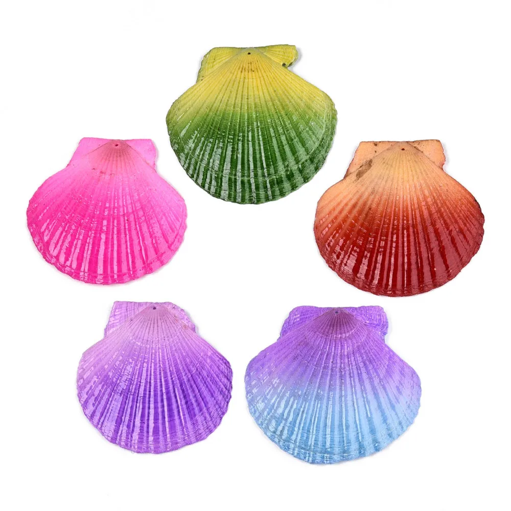 

50Pcs Scallop Big Pendants Spray Painted Shell Shape Hanging Ornaments for Summer Ocean DIY Necklace Jewelry Making Accessories