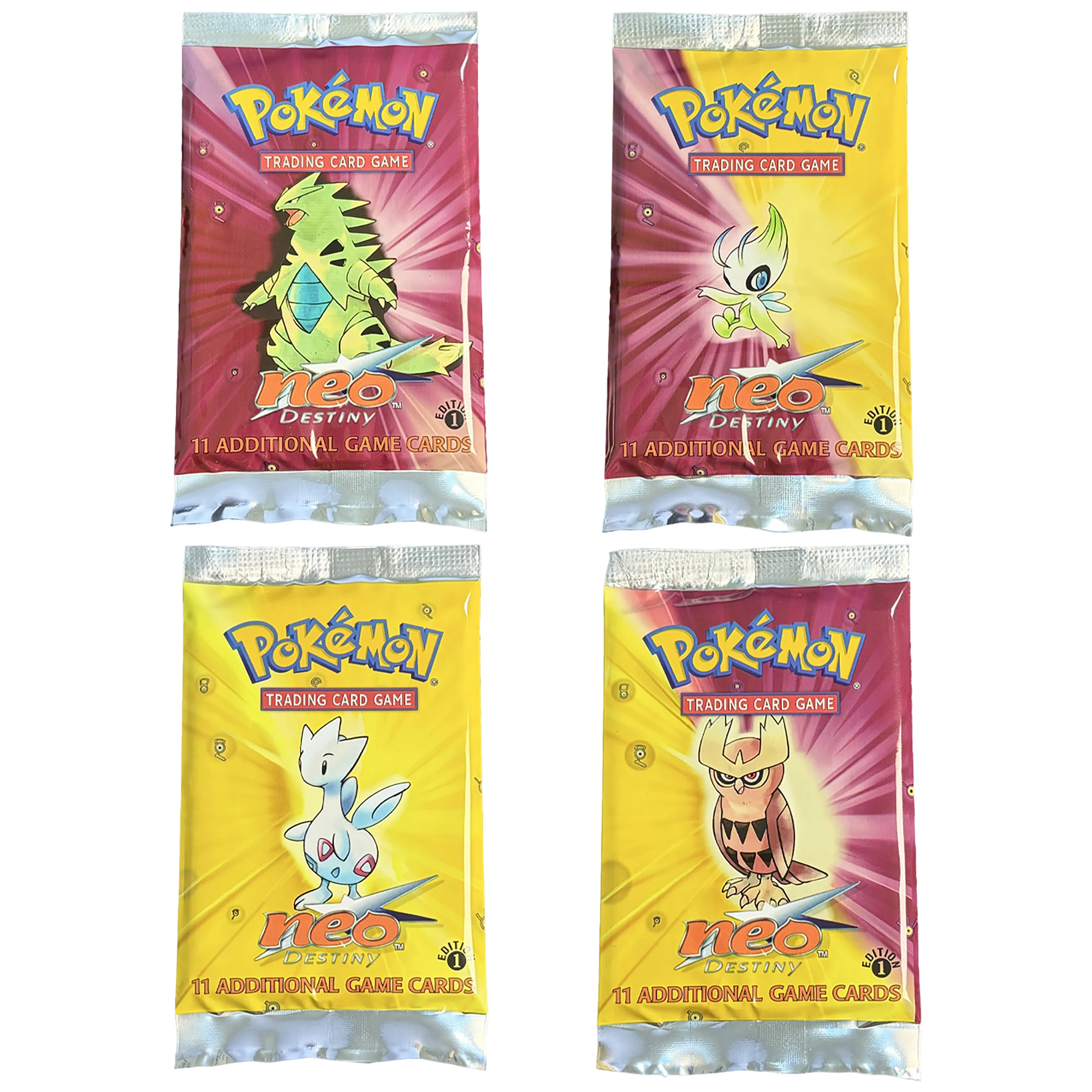 Набор дополнительных игровых карт PKM Neo Destiny (N4) TYRANITAR CELEBI/NOCTOWL/TOGETIC, 11 штук, Black Core Layer, коллекционные карты PTCG