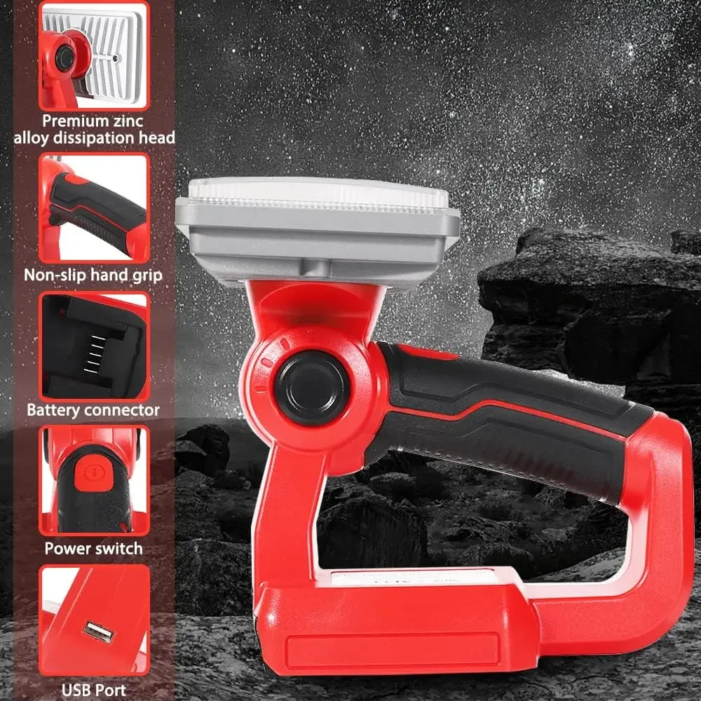 Imagem -06 - Milwaukee 18v Li-ion Bateria Brilhante Portátil Lanterna Led Jobsite ao ar Livre Camping Luz Spotlight 9