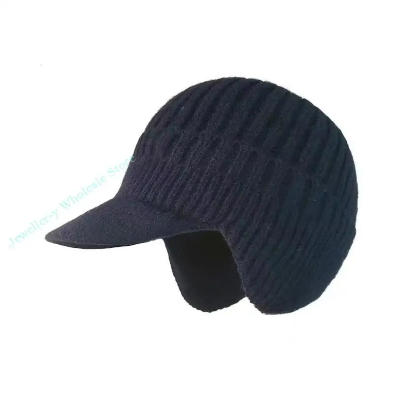 

R7UF Windproof Knitted Ear Cover Cap For Hiking School Daily Warm Accessory