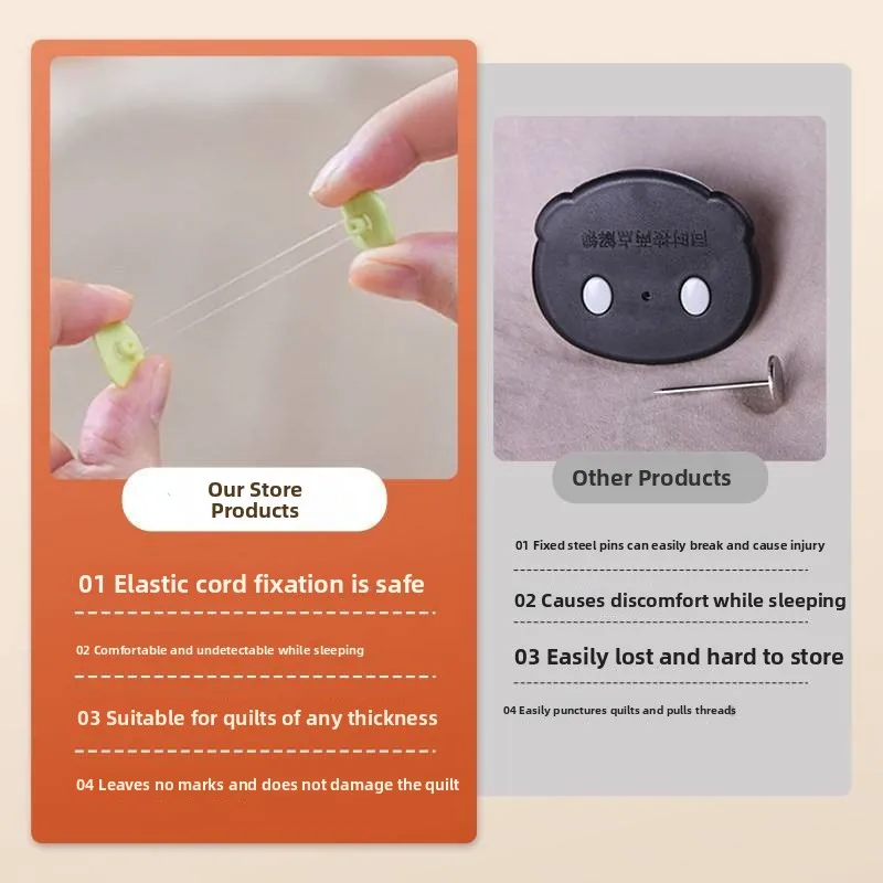 Safety Needleless Quilt Coverer Invisible Bedding Fastener No-Trace Sheet Anchor Home Essential Cotton Quilt Holder