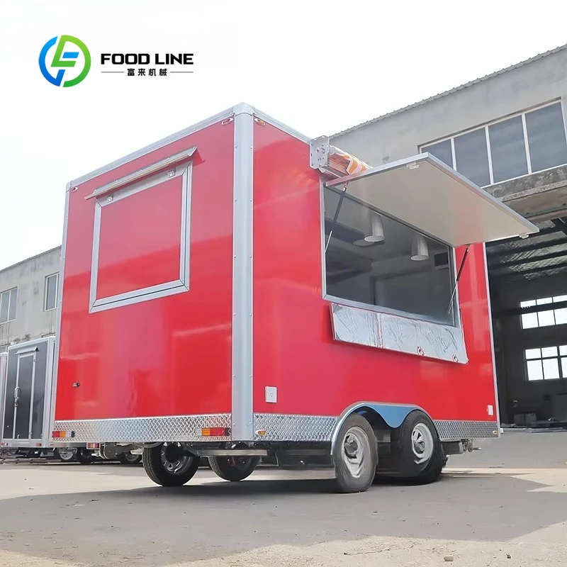 Customized size removable stainless steel snack cart food mobile cart trailer with full kitchen equipment