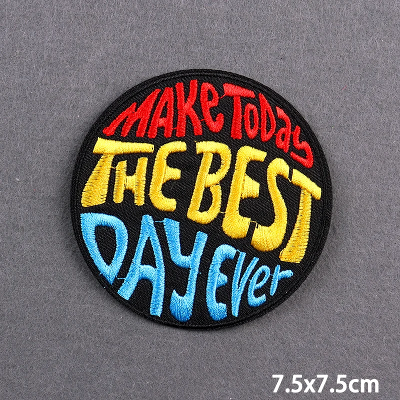 Warning Letters Embroidery Patches For Jeans Good Vibes Iron On patch Thermoadhesive Patches For Clothes Applique Stickes Logo