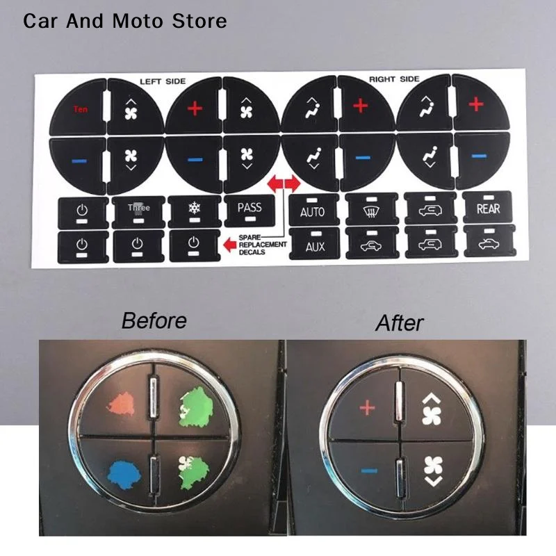 【CMO】Universal Climate Control Replacement Decal Button Stickers Set for Car Dashboard Easy Peel and Stick Quick Fix Kit