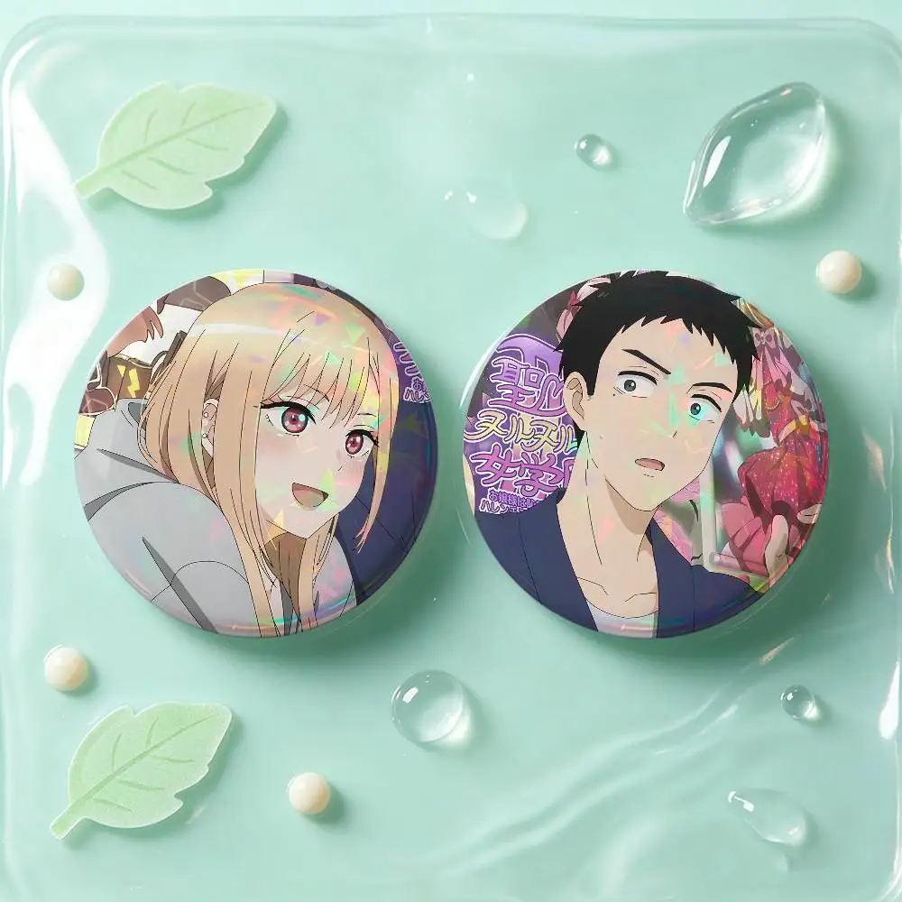 My Dress-Up Darling Anime Badges 25 32 44 58 75 Mm Round Cosplay Pin Bag Decor Fans Collect Friends Gifts Brooch Souvenir