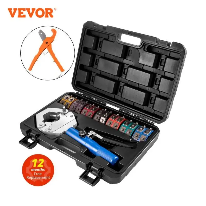 VEVOR Manual AC Hose Crimper Kit 71500 with 7Dies Hydraulic Hose Crimping Tool Hydraulic Press Auto Air Conditioning Repair Set