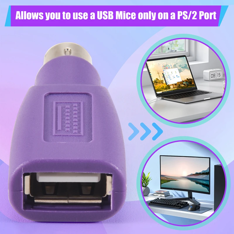 Top-PS2 To USB Connector, Computer Mouse And Keyboard Mini Adapter, Mouse And Keyboard Converter