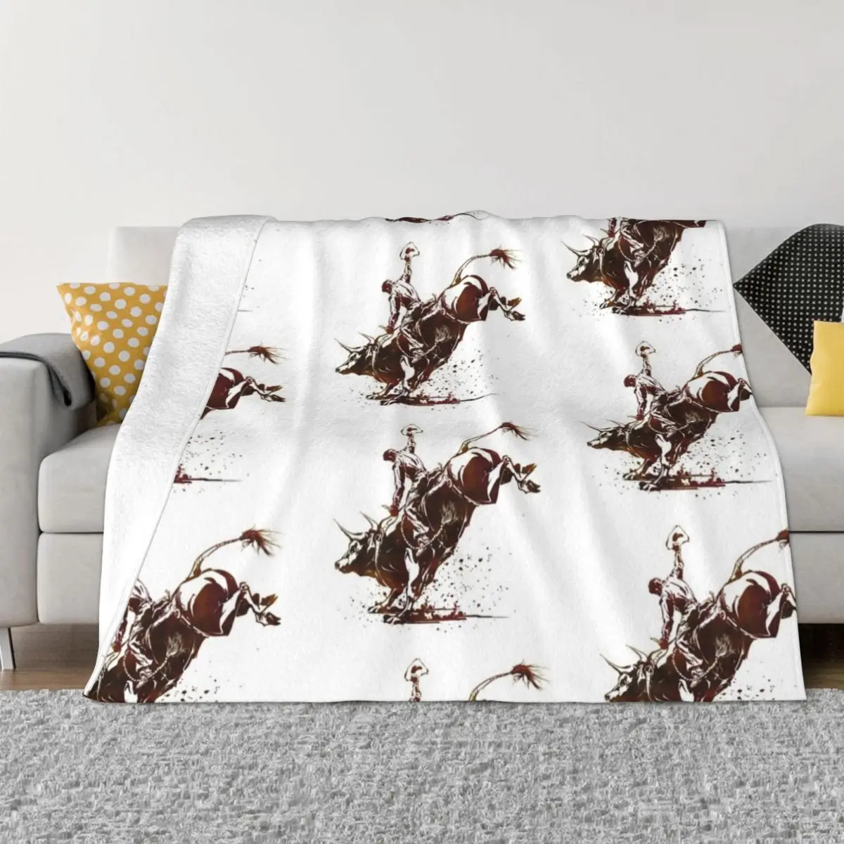 

Bull Riding Cowboy Throw Blanket Camping Blanket Comforter Blanket Dorm Room Essentials