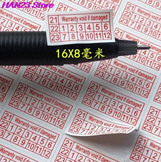 Groothandel 200Pcs Jaar Rode Kleur Rechthoek Fragiele Label Garantie Vervalt Indien Verwijderd Sticker