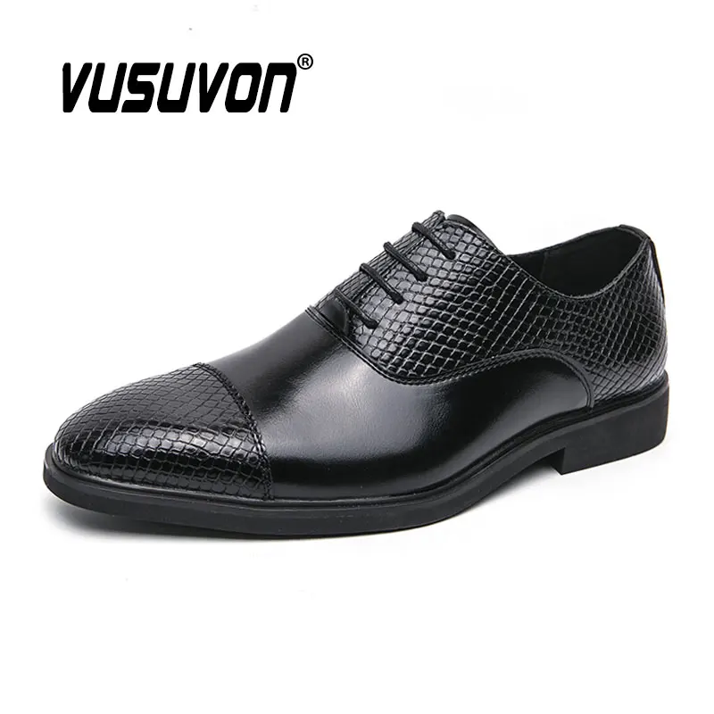 Men Oxford Shoes Leather Loafers 2025 Fashion Brogue Casual Dress Flats Lace-Up Classic Black Footwear Big Size 38-46