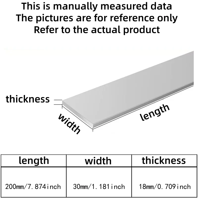 Foglio di alluminio 6061 di livello industriale 18 mm x 30 mm x 200 mm Buona conduttività elettrica