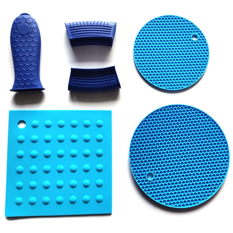 

6PCS Silicone Honeycomb Insulation Pad Silicone Pot Handle Cover Anti-Scald Non-Slip Pot Ear Clip Pot Ear Cover