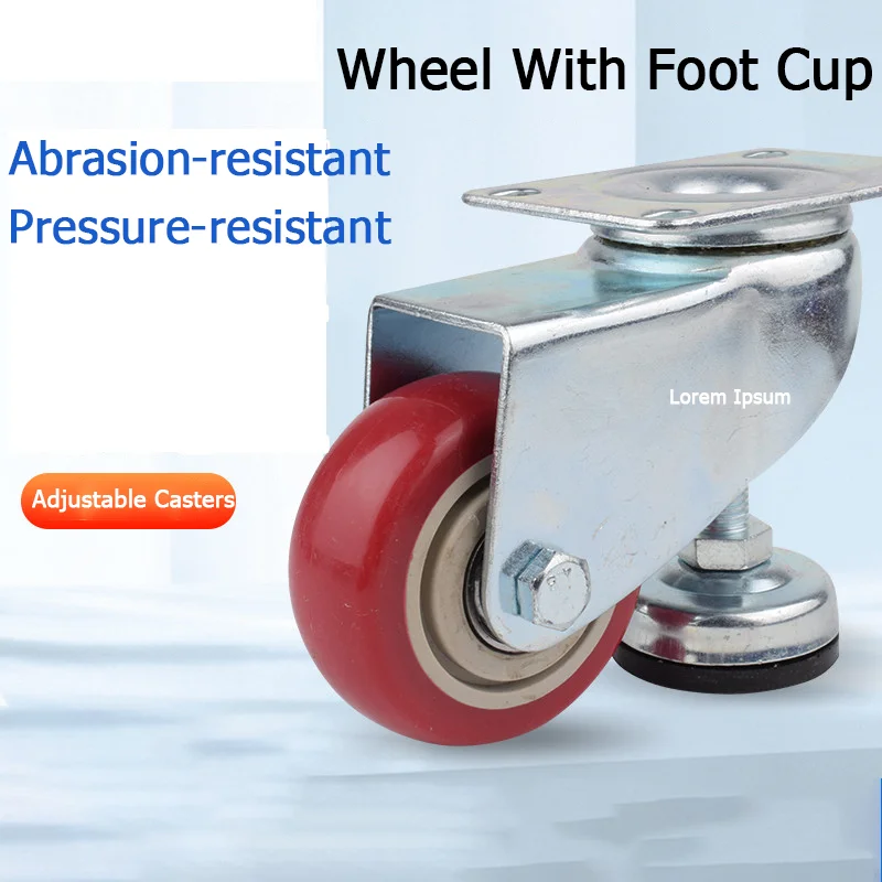 1-2 pcs 2.5/3/4 inch caster with foot, leveling support caster wheel, Forma swivel caster wheel