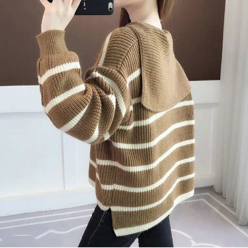 2024 Spring and Autumn Korean Edition New Polo Neck Knitted Sweater for Women's Versatile High End Small Sweater Trend