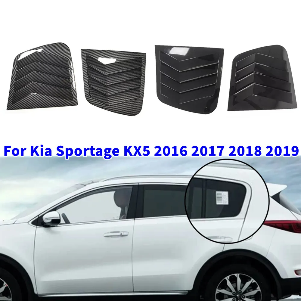 2PCS For Kia Sportage KX5 2016 2017 2018 2019 Car Rear Window Quarter Louver Cover Side Vent Shutter Trim Scoop ABS Accessories