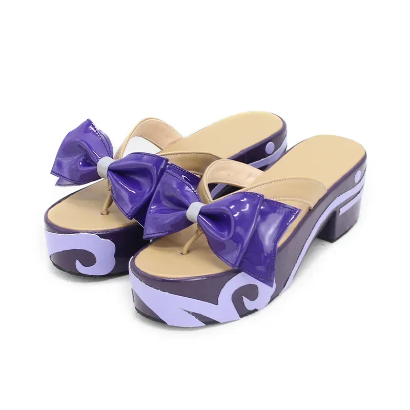 Sangonomiya Kokomi Cosplay Shoes with Bow Game Genshin Impact Cosplay High Heel Slippers Halloween Carnival Boots Custom Made