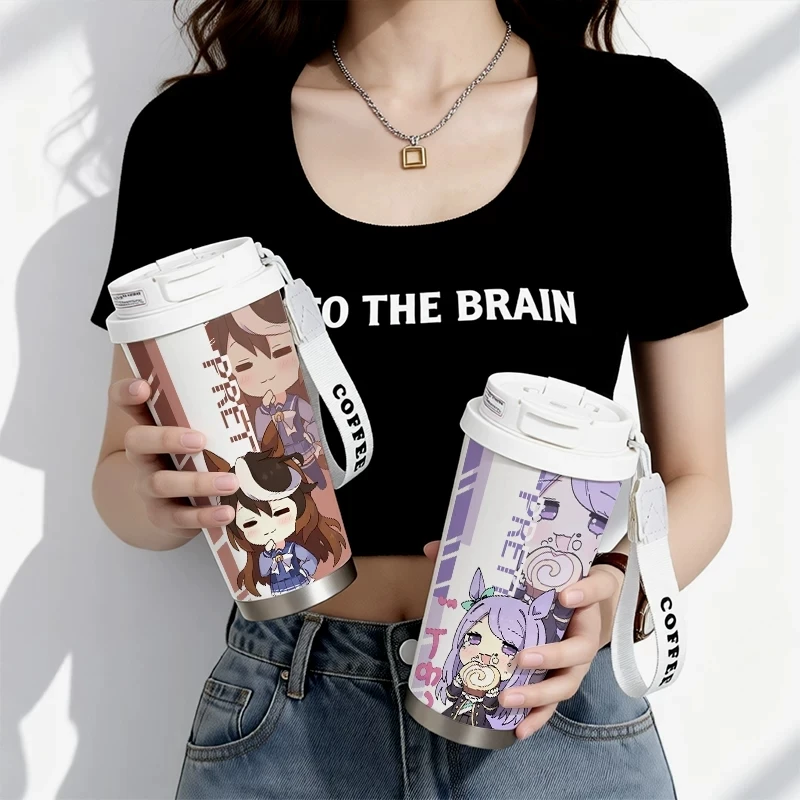 Thermos Cup Game Pretty Derby Cartoon Rice Shower/ Mejiro McQueen 316 Stainless Steel 530ml Water Coffee Cup Students Portable