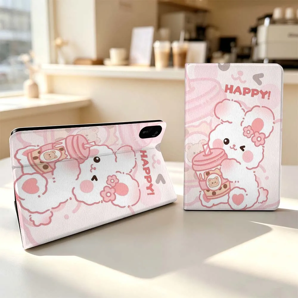 Cartoon Bear Milk Tea For Xiaomi Poco Redmi Pad 8 2 4 5 6 6S 7 7S SE Pro Max 14 11 8.7 11.2 12.5 Inch Tablet Case Fashion
