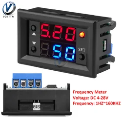 DC4-28V Digital Frequency Meter PWM Regulator High Power Governor Frequency Tester 1HZ~160KHZ Duty Cycle Independently Adjustabe