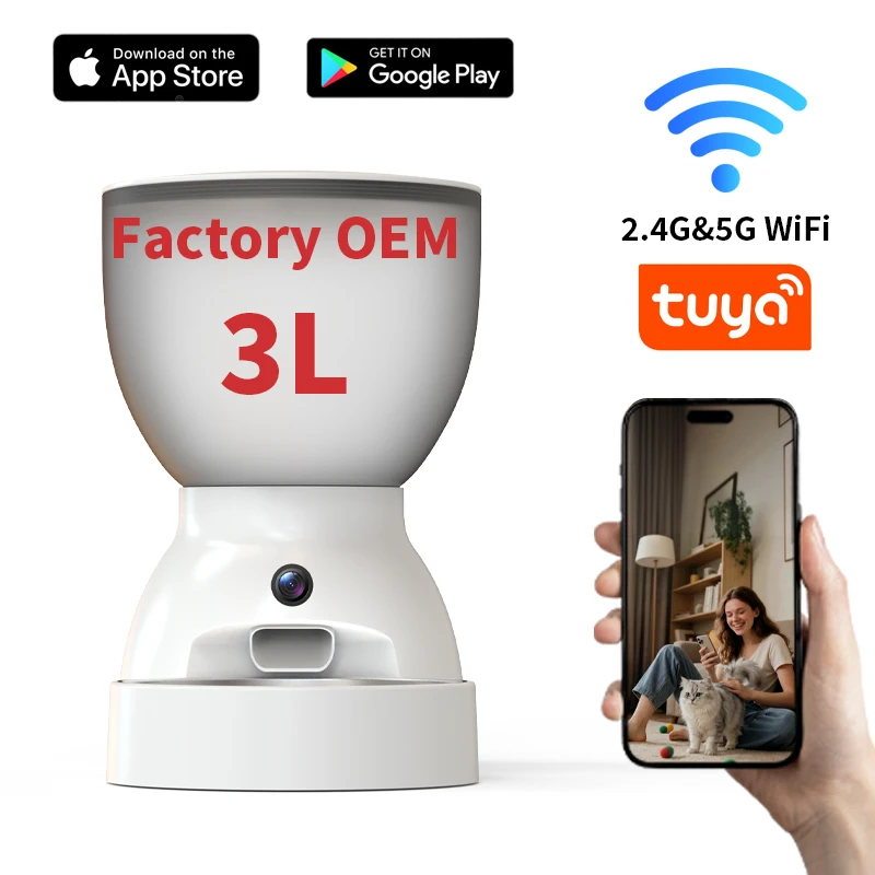 hit productFactory Top-Quality 3L Tuya APP Control WIFI Timed Automatic cat Food Smart Pet Feeder with HD Camera