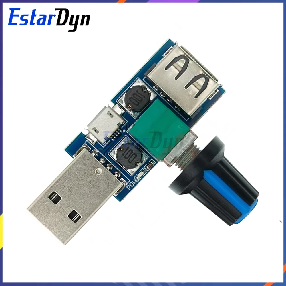 PWM USB Fan Speed Controller 5V, 3-Pin 4-Pin Governor Module with Mute Function for PC Case CPU Cooler Desk Fan Cooling