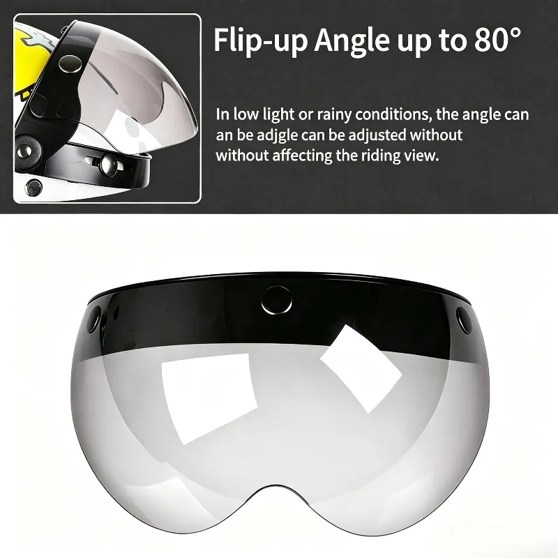 Electric Motorcycle Helmet Lens Retro Buckle Helmet Three Buckle Face Mirror Sunscreen, Windshield and Rain Blocking Lens