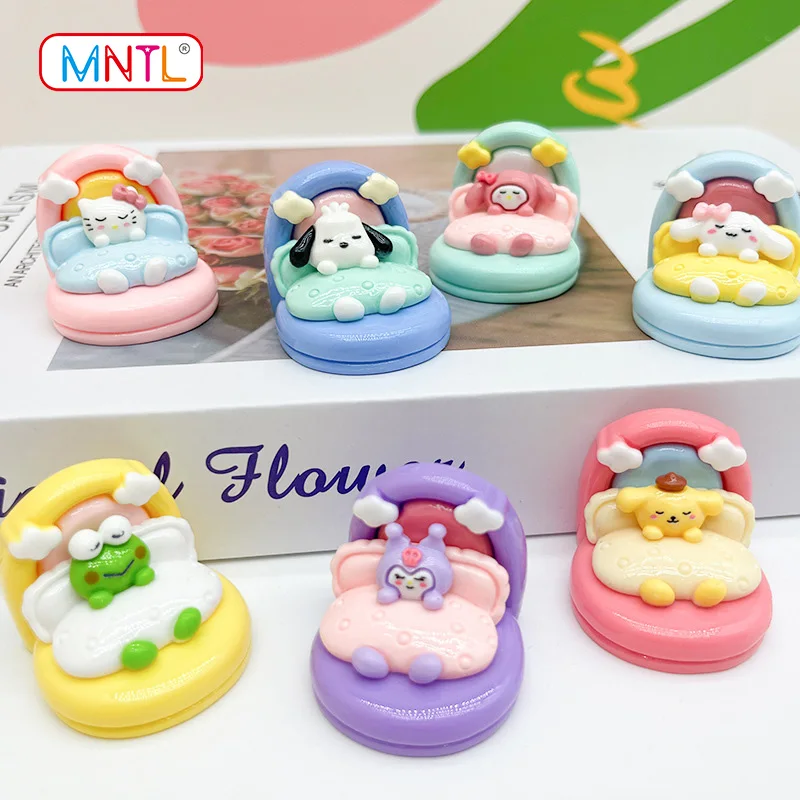 MNTL Cute Dolls and Doll accessories Kawaii Sleeping Kids Cartoon Simulation Bed DIY Play Doll House Decoration Chain Accessory