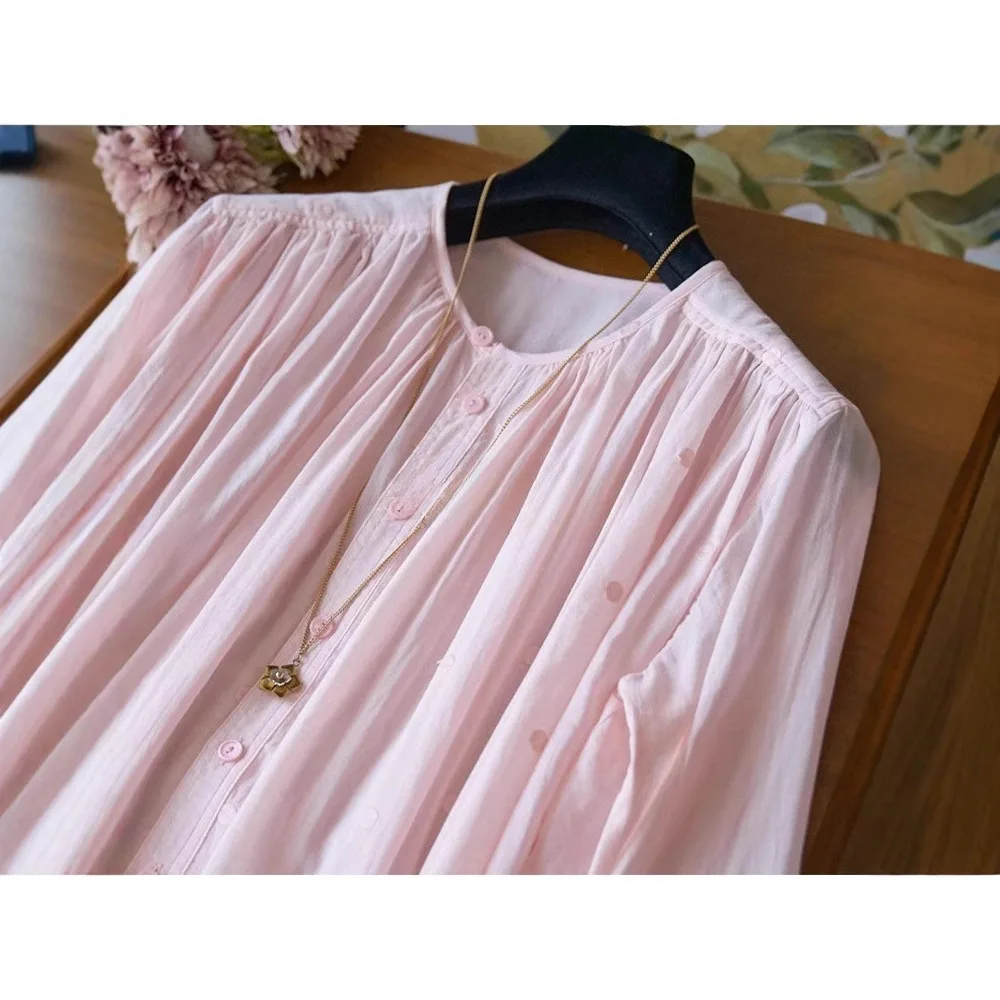 French Unique Charming Polka Dot Sun-protective Shirt Women Camisas Blouse