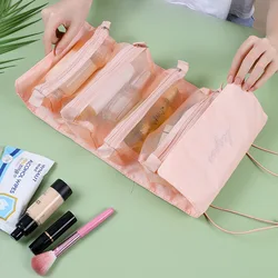 Borsa da toilette da appendere 4 in 1 articoli da toeletta da viaggio-Kit cosmetico compatto pieghevole divisori rimovibili arrotolabili rapidi organizzatore per il trucco