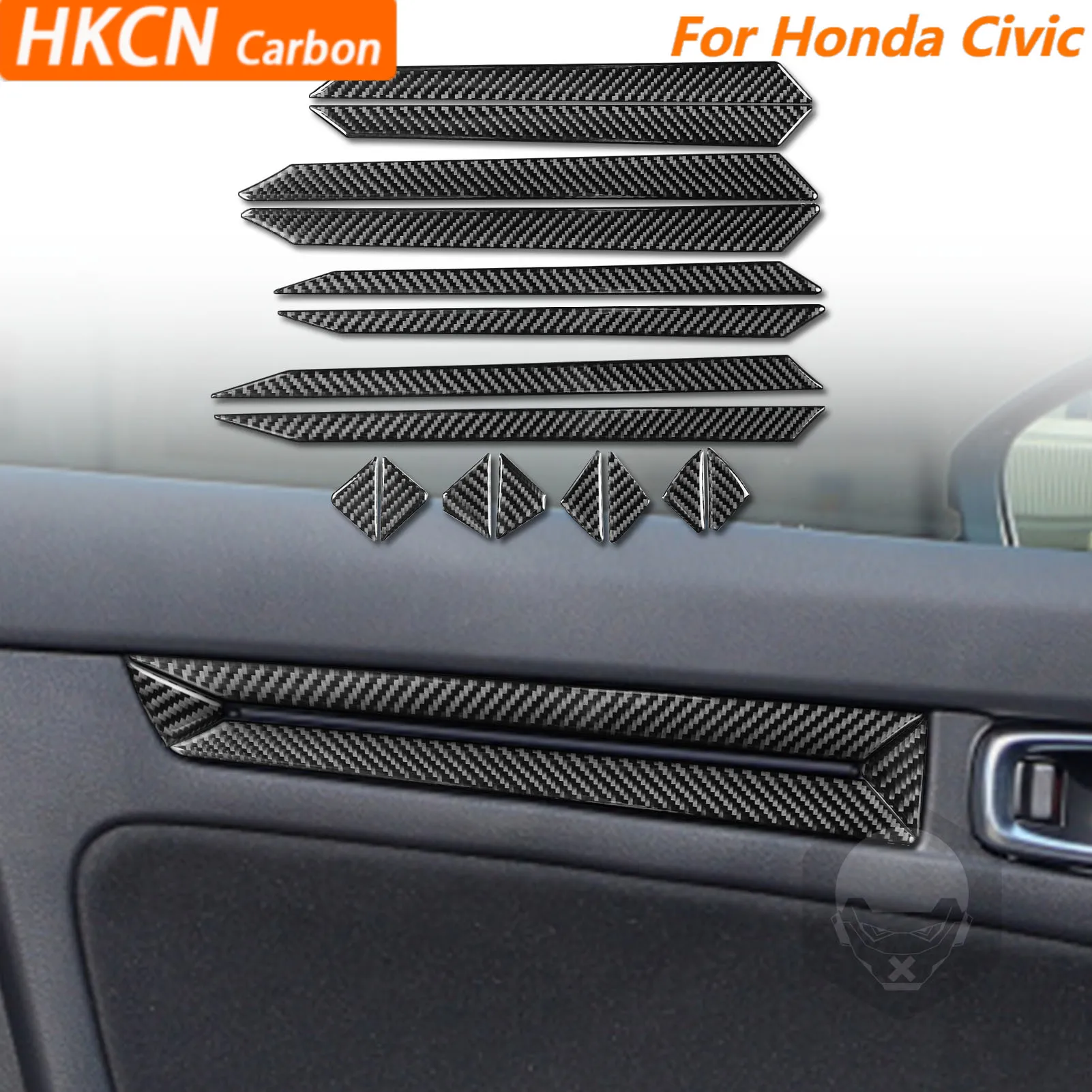 

Для Honda Civic 2022-2025 автомобильные аксессуары из углеродного волокна, декоративная панель внутренней двери, внутренняя крышка, модификация, наклейка