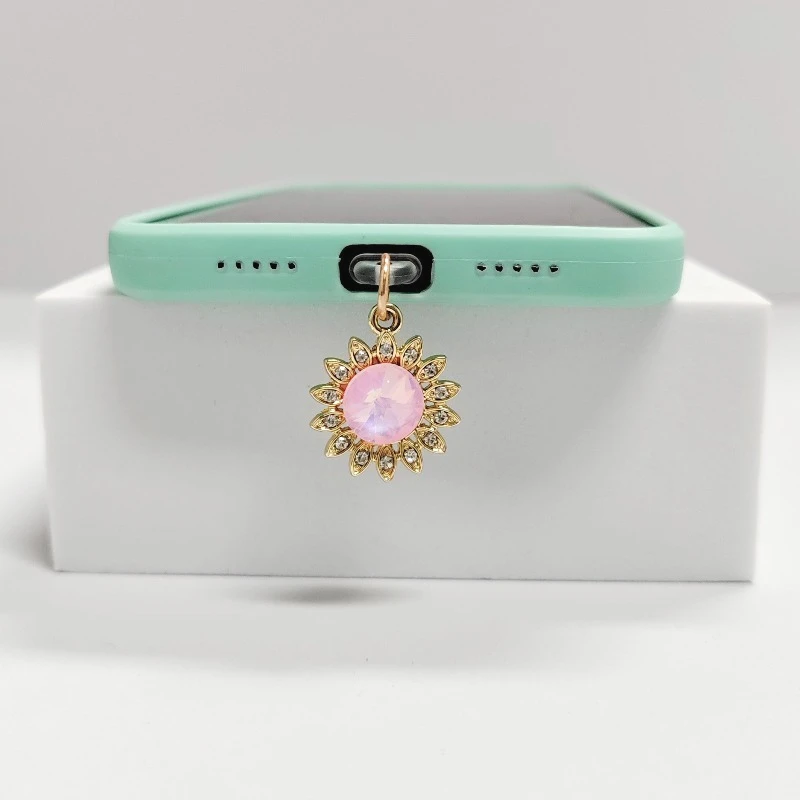 أزياء عباد الشمس نوع C الغبار التوصيل سحر رائعتين الأزهار تهمة ميناء التوصيل آيفون غطاء غبار قلادة ملحقات الهاتف #5