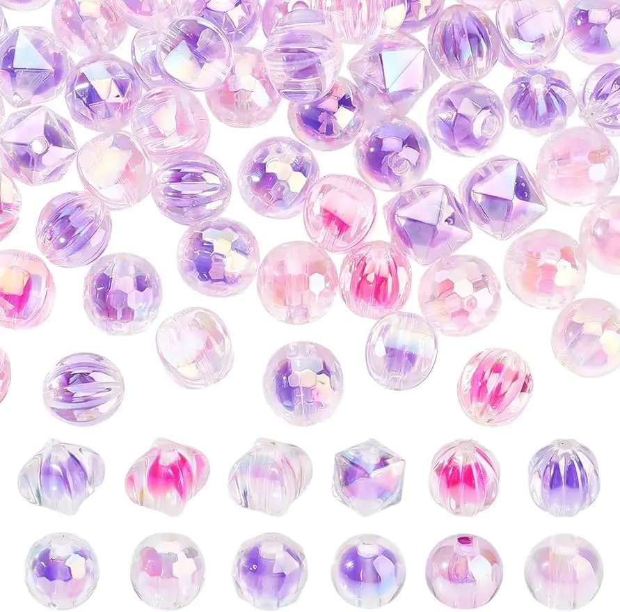 12Styles Acrylic Beads 72pcs Faceted Crystal Beads 15mm Round Pumpkin Beads Loose Beads Bubblegum Beads for Jewelry Making