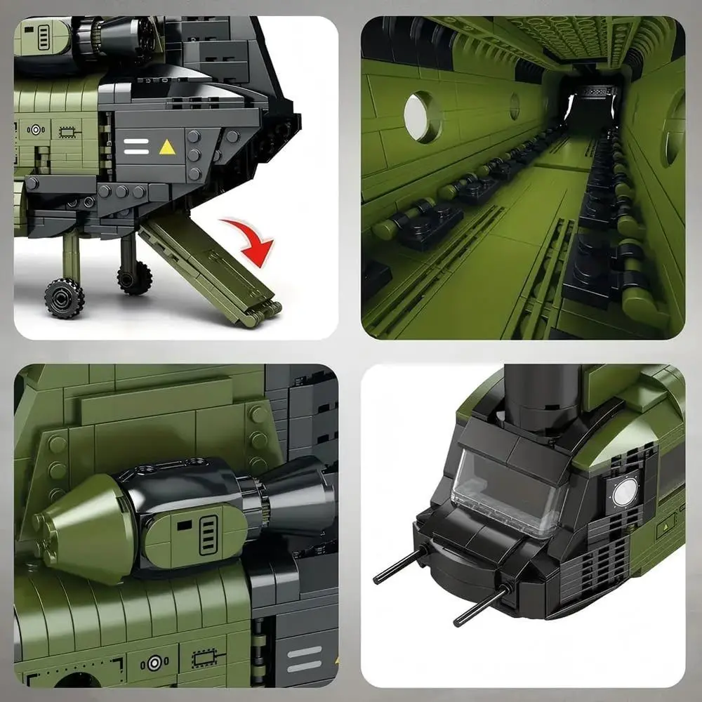 Kit giocattolo per elicottero Chinook CH-47, blocchi di costruzione per velivoli da trasporto militare da 1451 pezzi per adolescenti e adulti
