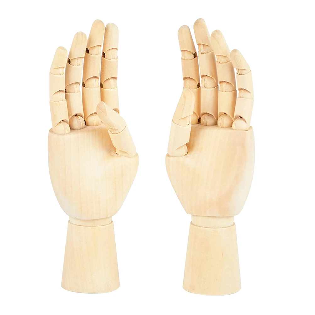 

2 Pcs Gesture Wooden Hand Puppets Joints Lotus Tree Jointed Mannequin Model