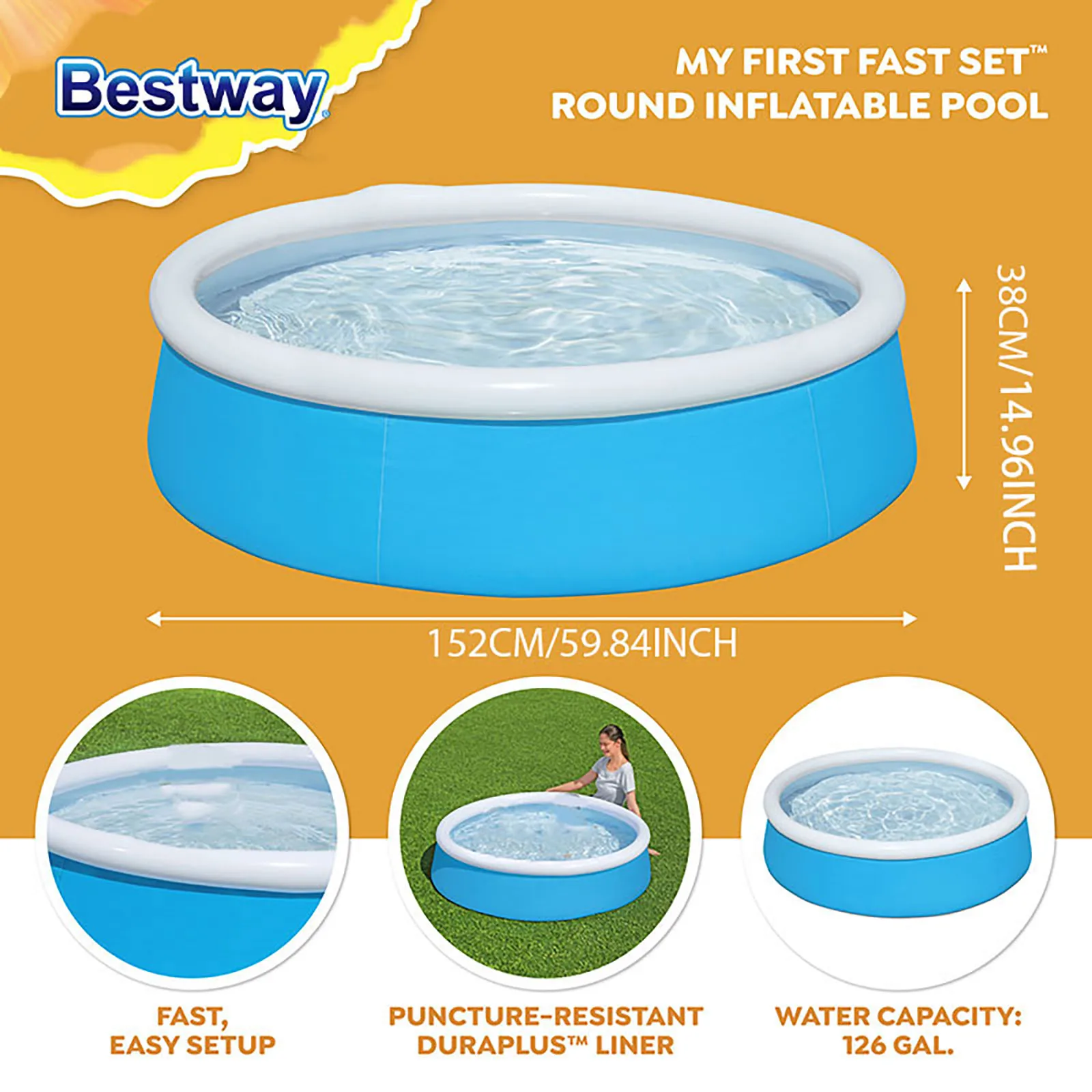 Bestway 57241 지상 수영장 위의 1PC 야외 원형 풍선, 원형 풍선 수영장 야외 수영장