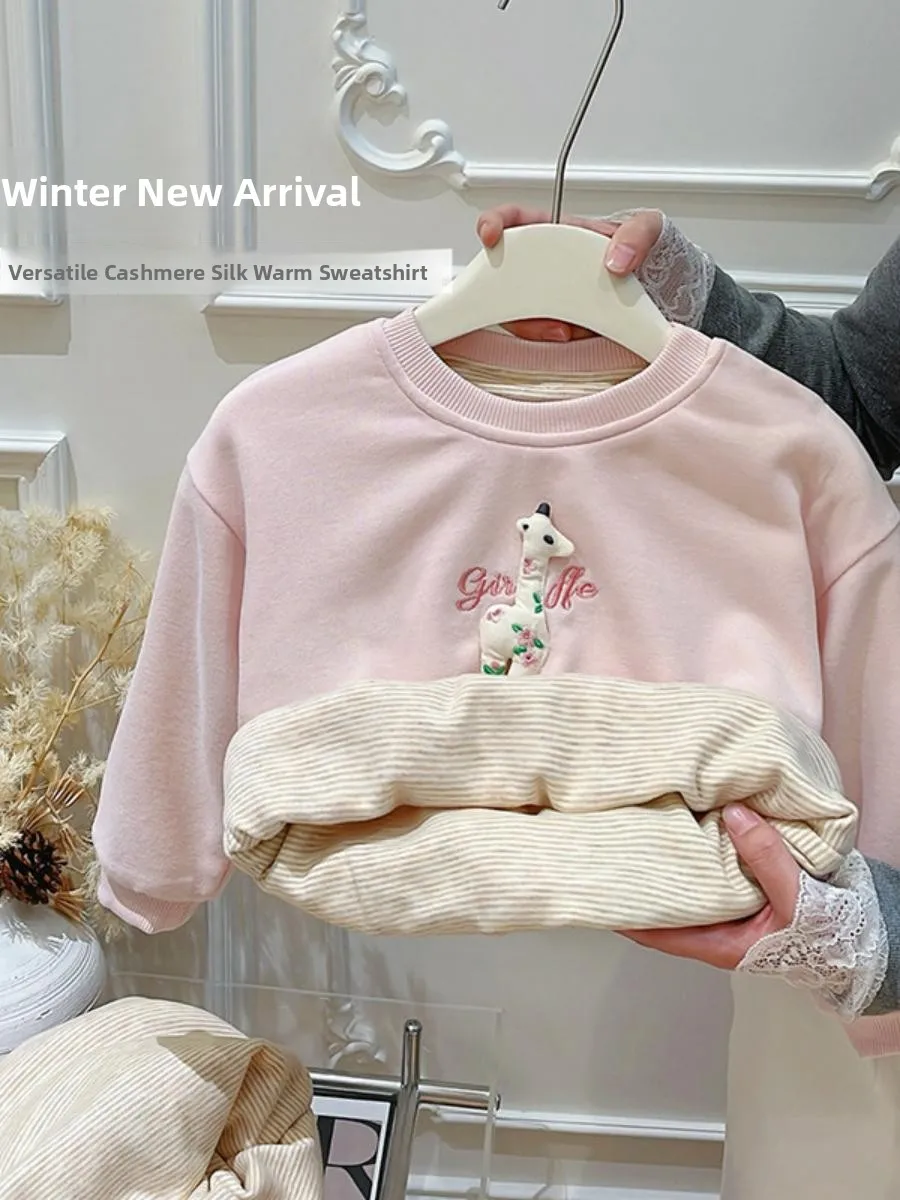 

Модная удлиненная толстовка с капюшоном для девочек на осень-зиму, универсальная детская одежда, футболка-поло для малышек