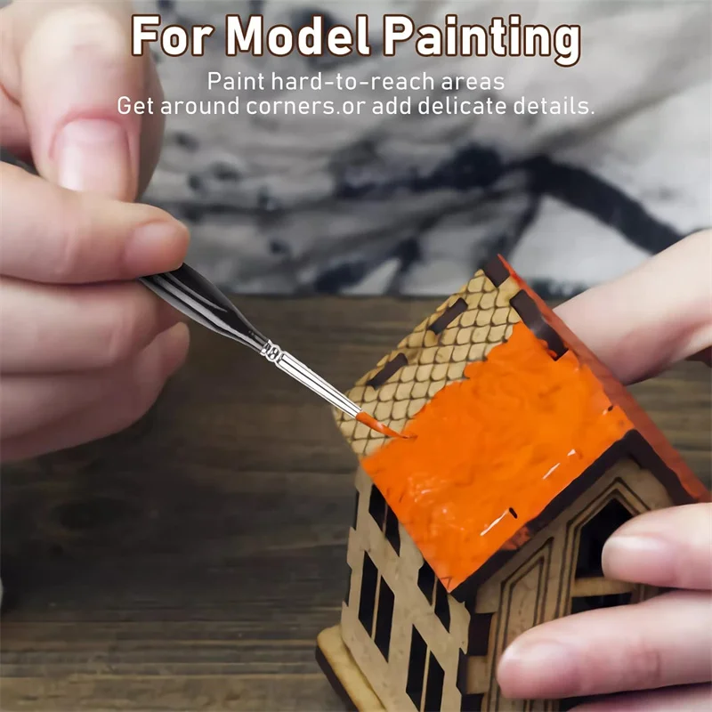 Fotografia 6: Conjunto de pincéis de pintura detalhada em miniatura, 22 peças com cabo de madeira natural, pincéis em miniatura, mini pincéis de pintura pequenos para arte